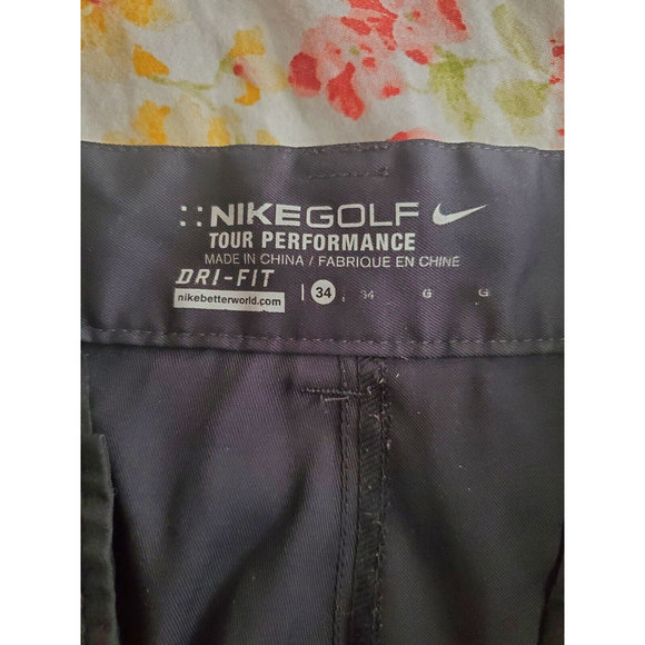 NIKE GOLF Shorts Flat Front Dri Fit Tour Performance 34" Black Pockets - Picture 3 of 3